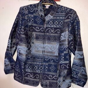 Christopher & Banks Blue Tone‎ Tapestry Style Blazer